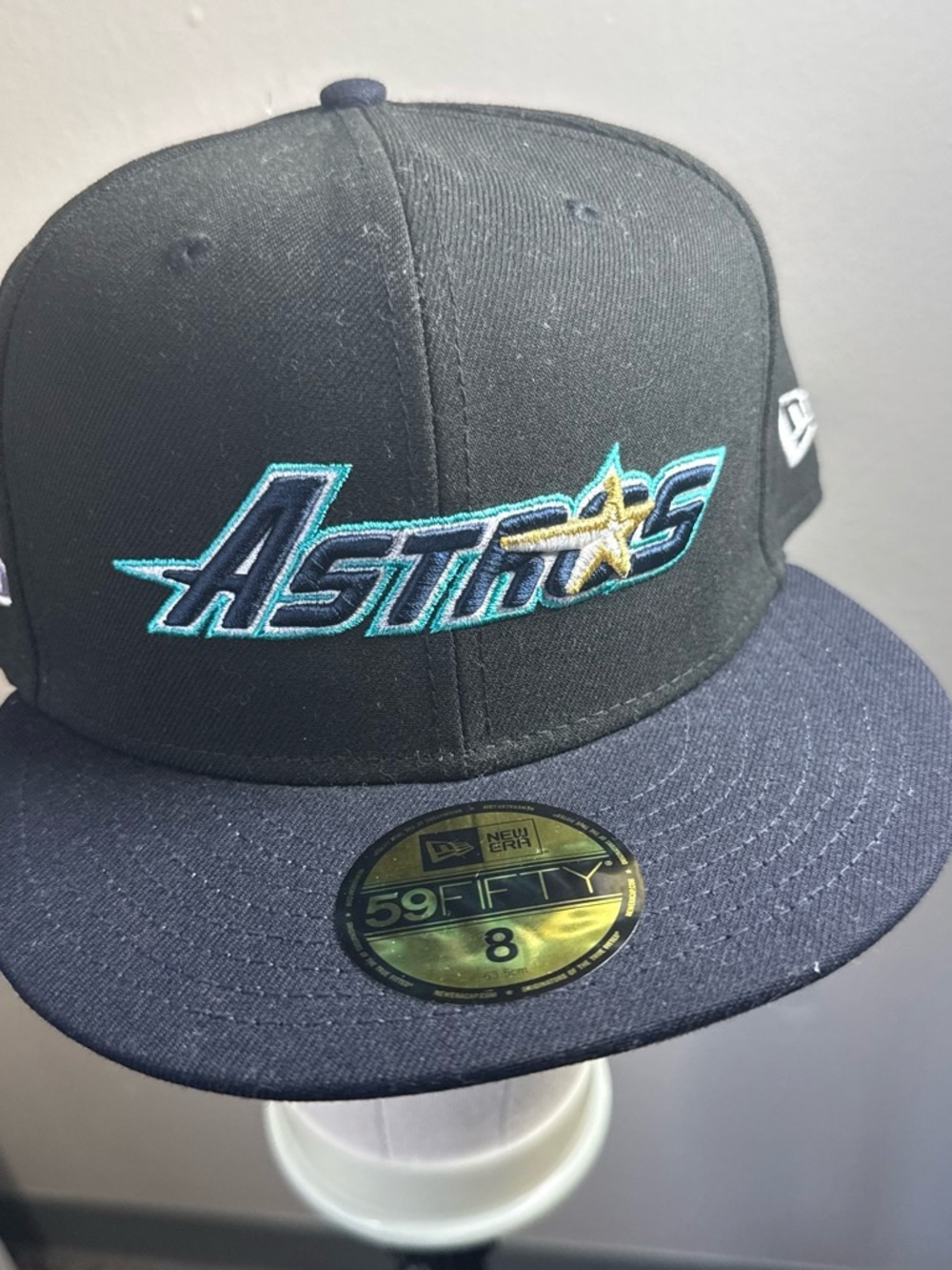 New Era Kids Houston Astros Black & Navy Fitted Hat with Teal and Gold Logo